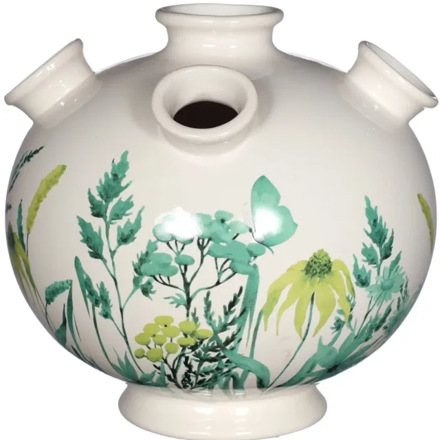 Daan-Kromhout Tulpenvaas - vaas - Doodle - groen - wit - H 18 cm - Ø 18 cm wit - groen