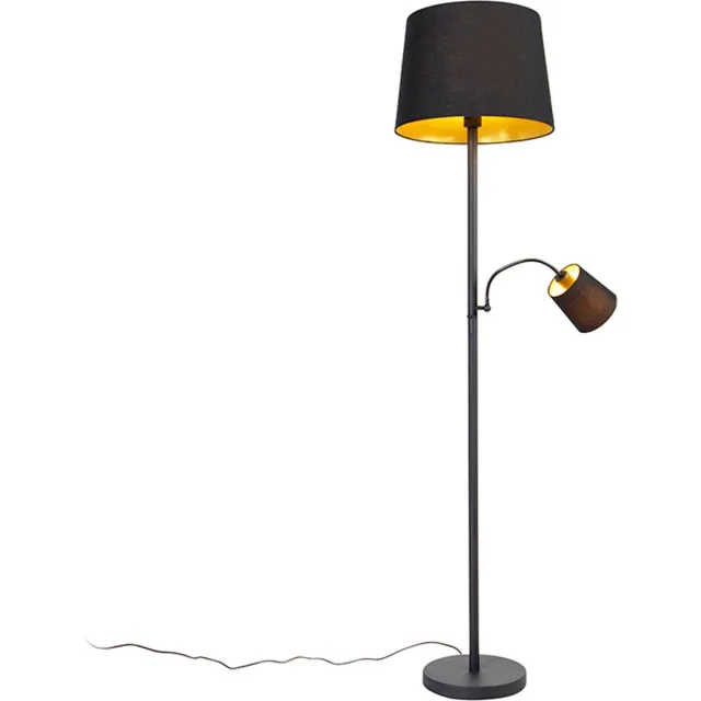 QAZQA retro - Klassieke Dimbare LED Smart Vloerlamp | Staande Lamp incl. wifi met Dimmer - 1 lichts - H 159.7 cm - Zwart Goud - Woonkamer | Slaapkamer
