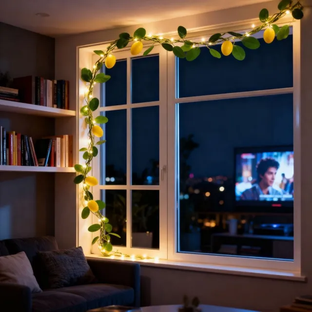 arti casa Lichtsnoer met Citroenen - 10 LED Lampjes Warm Wit Licht - Met Timer en Aan/Uit Schakelaar - Werkt op Batterijen - Verlichte Lengte 220 cm - Groen/Geel - Voor Binnen