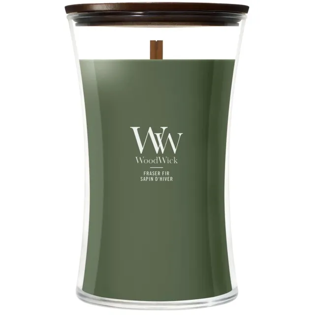 Woodwick Hourglass Large Geurkaars - Frasier Fir - 130 branduren Naturel