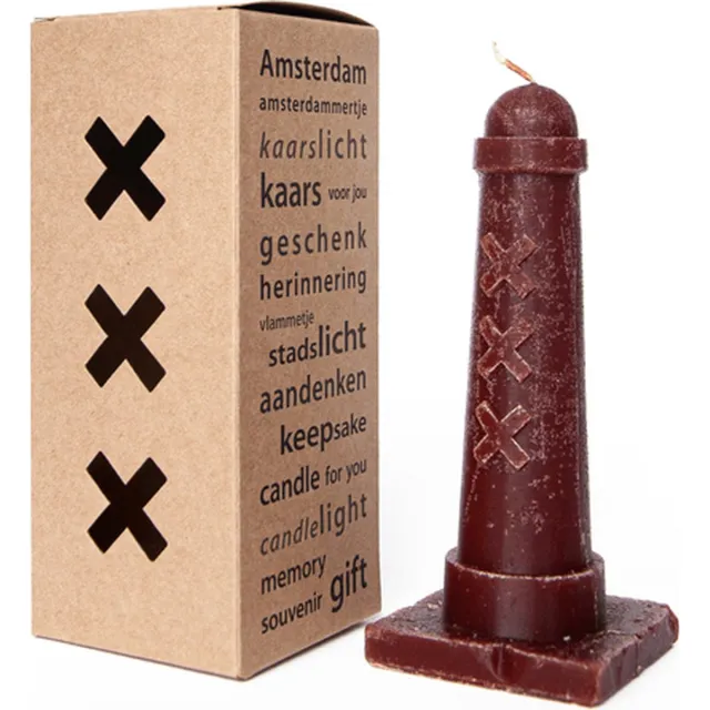 Kaarsen van Torens Kaars Amsterdammertje - 15 cm - cognac/roodbruin