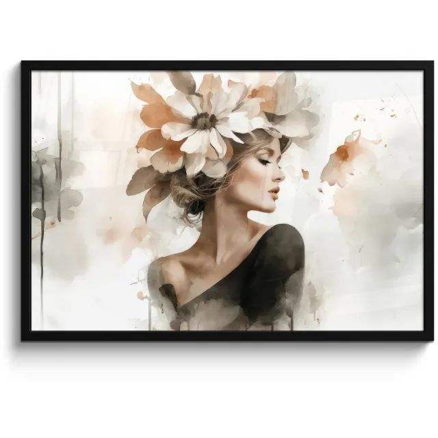 FrameYourWall Poster in lijst - Fotolijst 90x60 cm - Posters - Bloesem - Portret - Gezicht - Posterlijst zwart - Decoratie - Wanddecoratie woonkamer - Muurdecoratie slaapkamer