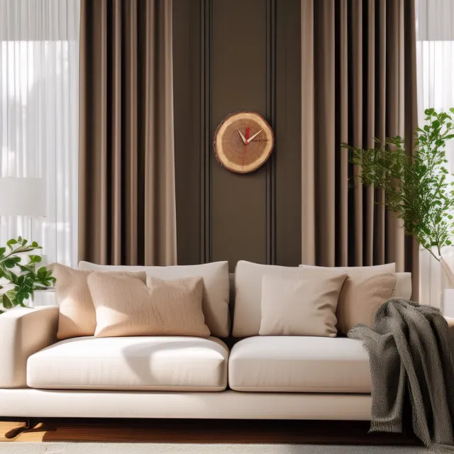 TFA Dostmann TFA boomschijf/boomstam wandklok - geolied eikenhout - D18 cm - naturel - muur klok - rond