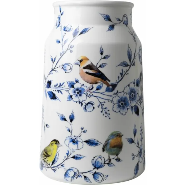Heinen Delfts Blauw Melkbusvaas Bosvogels - Keramiek - 30 cm Multicolor