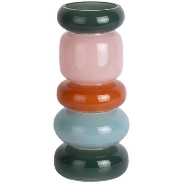 Present Time Vaas Burano - Multicolor - 13.5x13.5x30cm - Glas - Scandinavisch - Bloemenvaas - Woondecoratie - Decoratieve vaas voor woonkamer of slaapkamer
