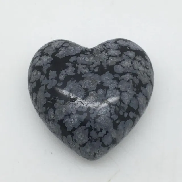 Vandaar Edelstenen Sneeuwvlok obsidiaan edelsteen hart 3 x 3 cm zwart wit reinigende beschermer en geeft inzicht