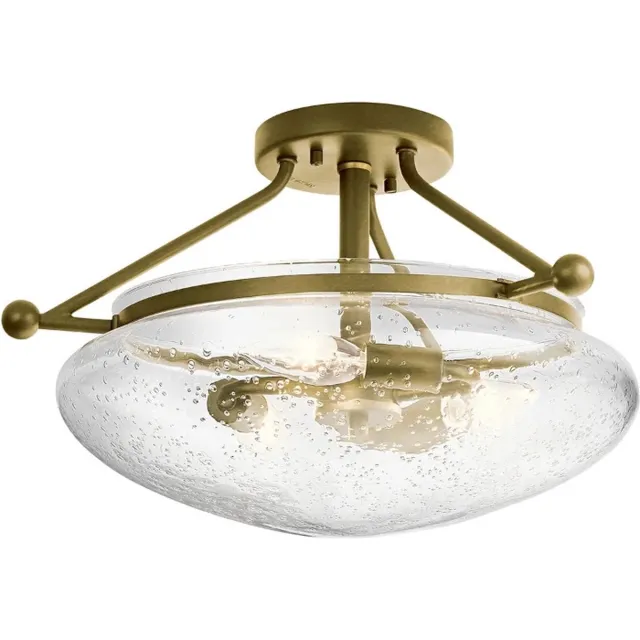 Kichler LED Plafondlamp Belle | 3X E14 Max 40W | Dimbaar | Brushed Natural Brass Geen
