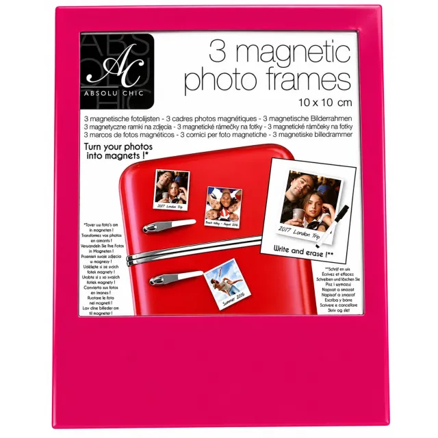 AC Absolu Chic - Magnetische Fotolijsten - Roze - 10x10 cm - 3 stuks - Fotolijstjes - Magnetisch