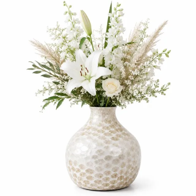 4shine Vaas Lilly - bamboe & Capiz vaas - 4Shine naturel