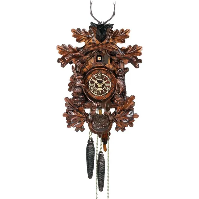 Trenkle 1361-3_nu - gebeeldhouwde koekoeksklok - 1-daags ketting uurwerk - Kuckuck Classic bruin