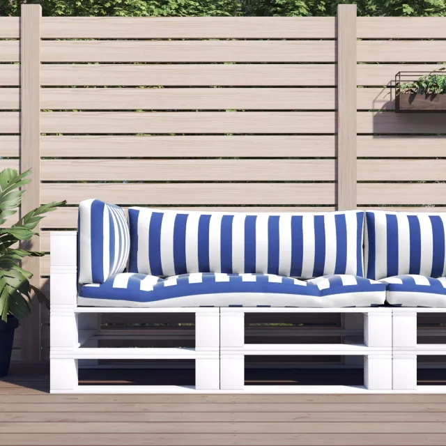 vidaXL Buiten Kussen Stof Blauw en Wit 103 x 58 x 10 cm