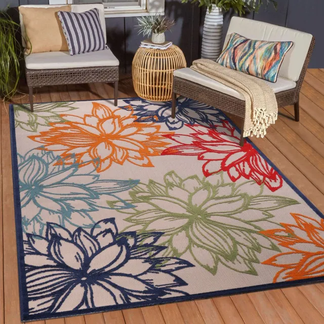 Muratap Floral Outdoor - Buitenkleed Tuin - Weerbestendig Vloerkleed - Multi