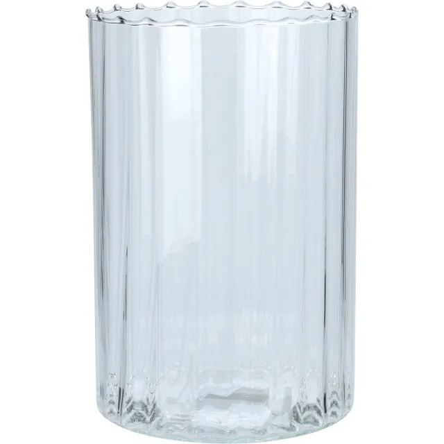 Excellent Houseware vaas - glas - cylinder met optisch effect - 18 x 28 cm Transparant