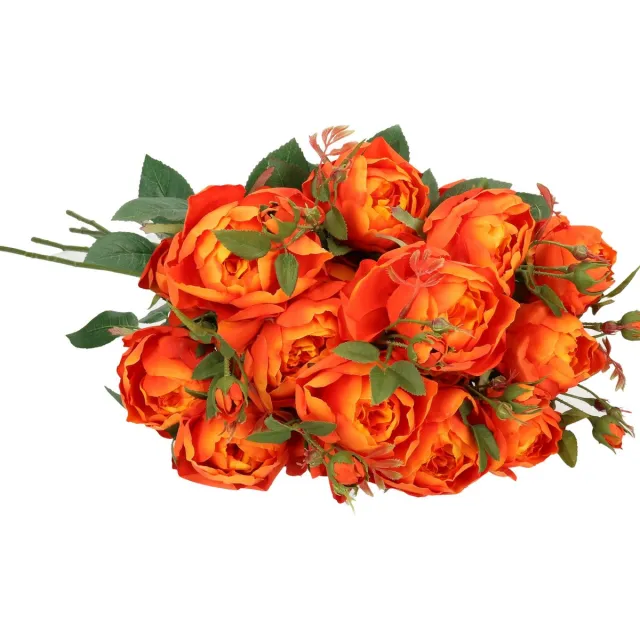 Top Art Kunstbloemen boeket roos Ariana - 8x - oranje - 73 cm - kunststof steel - decoratie bloemen