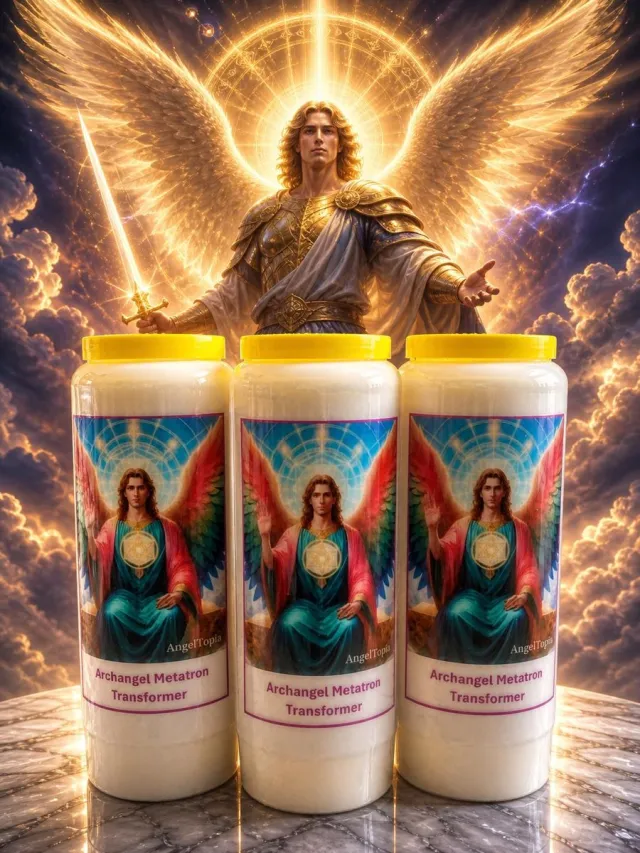 Angeltopia Noveenkaars Aartsengel Metatron (3stuks) - Voor Transformatie & Lichtwerk Wit