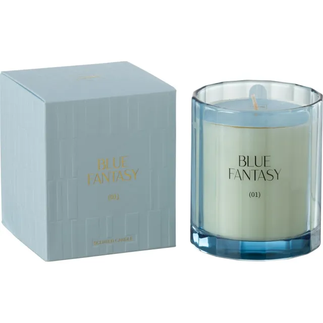 J-Line geurkaars Blue Fantasy - glas - blauw - 30U
