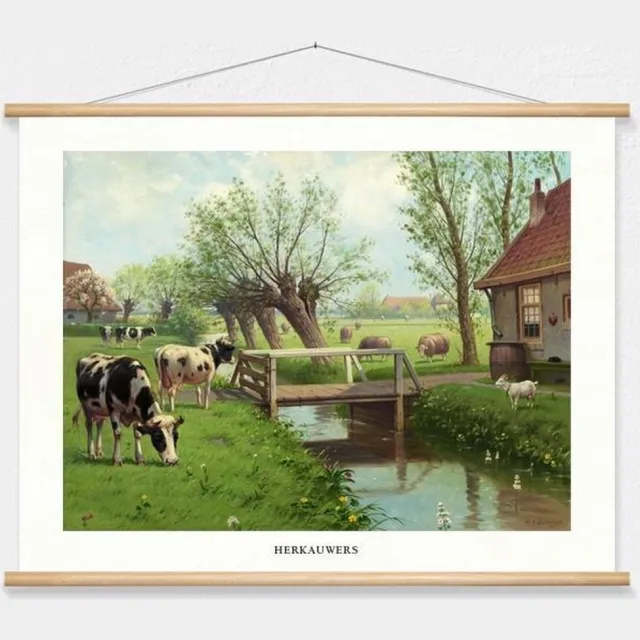 wallchart unlimited Schoolplaat 'Herkauwers' van M.A. Koekkoek wit