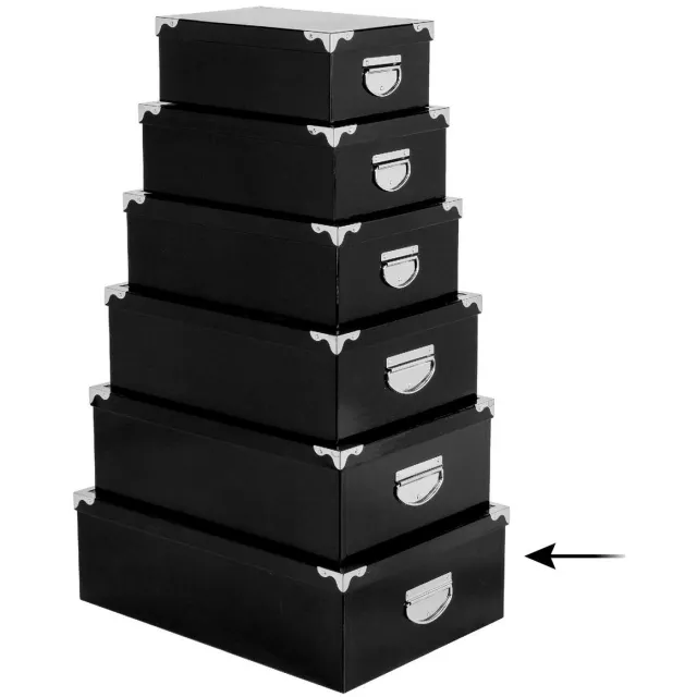 5Five® 5Five Opbergdoos/box - 4x - zwart - L48 x B33.5 x H16 cm - Stevig karton - Blackbox