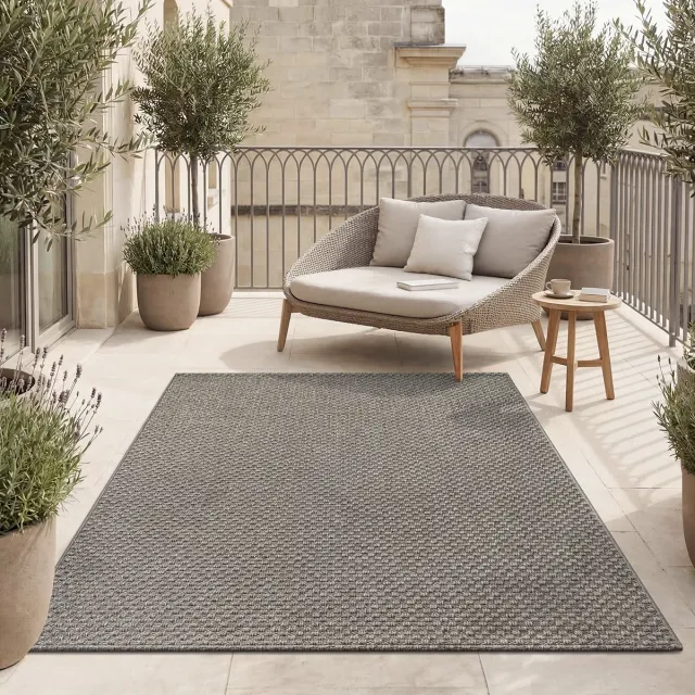 the carpet Maldives– Slijtvaste buitenkleed in Boho- & Vintage-stijl, weerbestendig, UV-bestendig & onderhoudsvriendelijk, ideaal voor balkon, terras, tuin & woonkamer, Donkergrijs, 200 x 290 cm