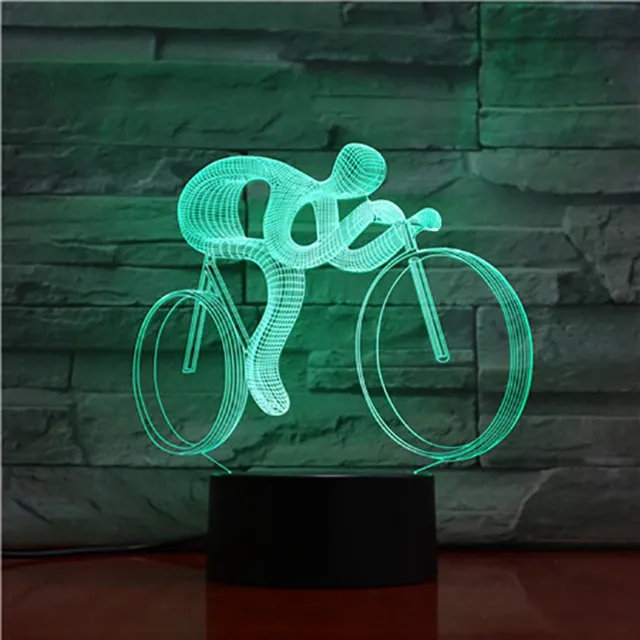 MC Living 3D Led Lamp Met Gravering - RGB 7 Kleuren - Wielrennen
