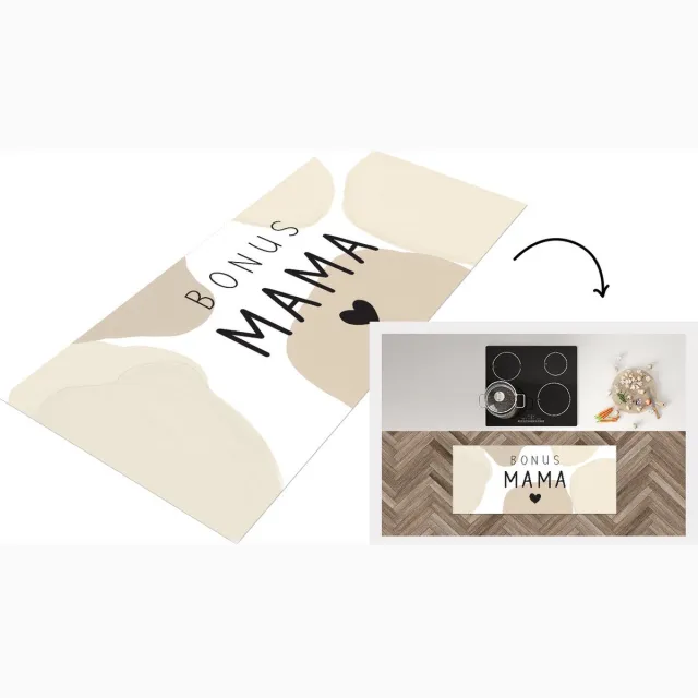 KitchenYeah Keukenloper - Loper keuken - Spreuken - Quotes Bonus mama - Moeder cadeautje - Moederdag - Mama - Keukenloper vinyl Multicolor