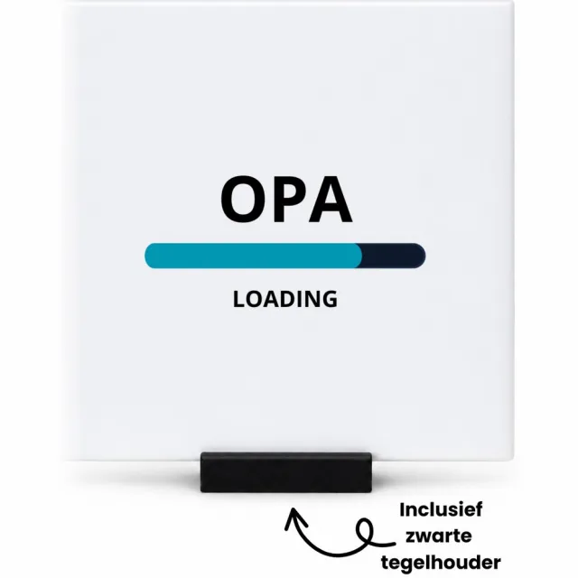 Hacebo opa loading tegeltje met tegelhouder - Opa - ochtendkoffie laden - tegeltjes met tekst - verjaardagscadeau - verjaardag - cadeau - cadeautje voor opa - opa artikelen - kado - geschenk - gift - spreuktegels - 10.8x10.8 CM Wit