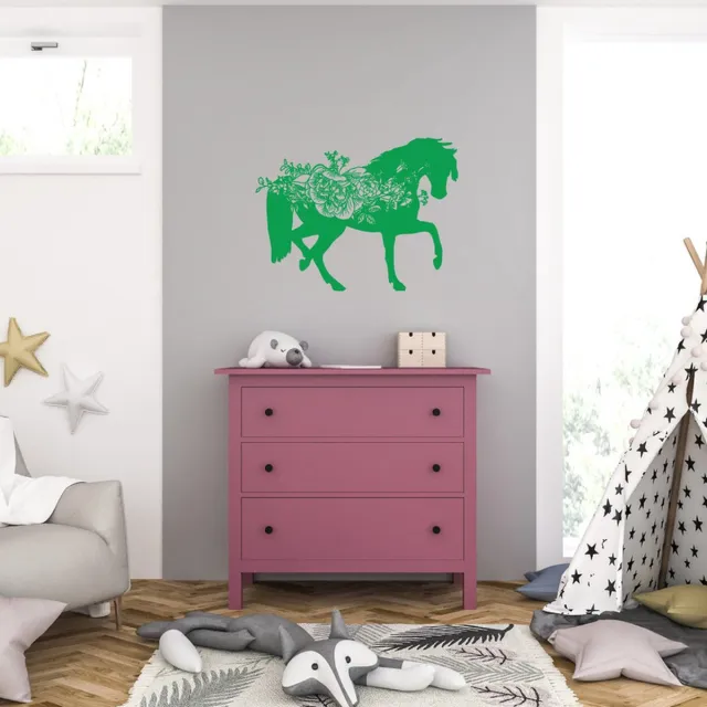 MC Living Muursticker - Paard - 58 x 76 - Groen