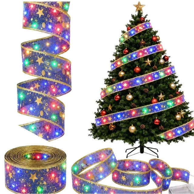 verk Kerstlint met verlichting | 4 meter | Paars Blauw lint | led kerstboomverlichting | Kerstlint | Kerstversiering | 40 leds | Lint met gekleurde lampjes
