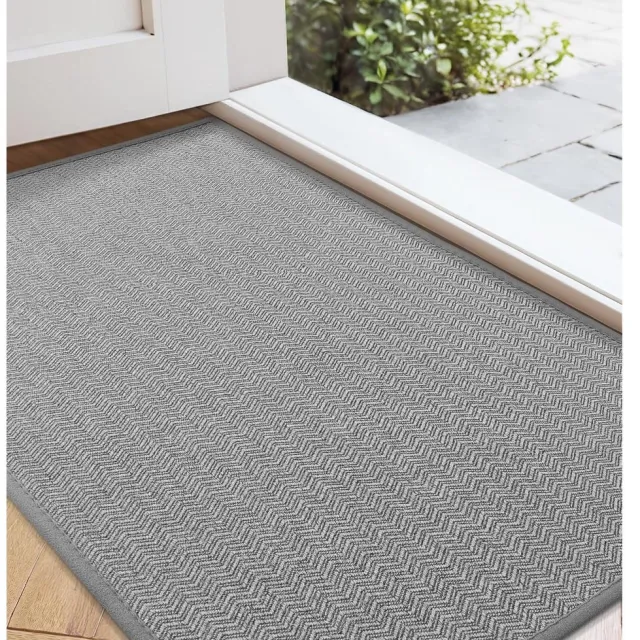 RFWR Antislip Deurmat 43,5 x 75 cm - Wasbare en Vuilafstotende Mat voor Binnen en Buiten Grijs