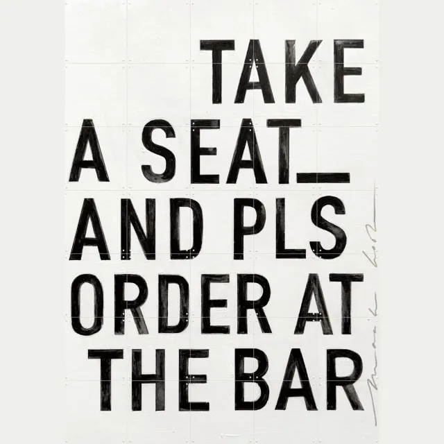IXXI Order at the Bar, Maaike Koster & My Deer Art Shop - 100 x 140 cm - Grote wanddecoratie en posters - Grafisch Ontwerp, Typografie, Illustraties Zwart / Zwart en wit / Wit