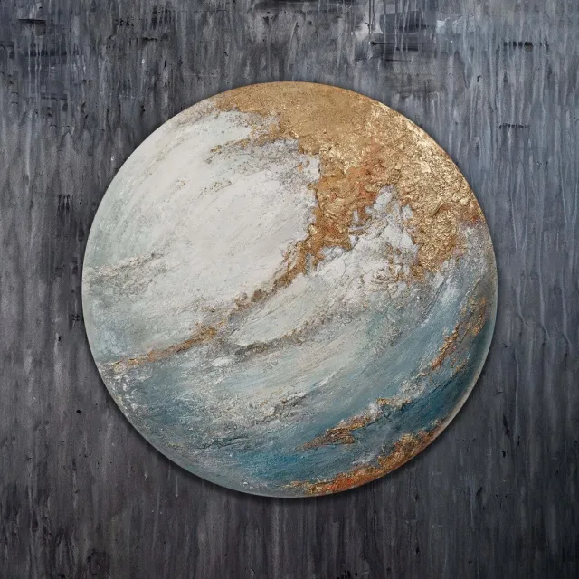 Canvas schilderij 70x70 cm handgeschilderd Ephyria abstract etherisch – YS-Art Gallery – Dromerige wanddecoratie voor woonkamer – Modern schilderij voor slaapkamer round