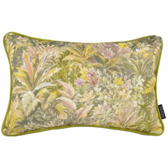 NOVÉE Velvet Jungle Green Kussenhoes | 30x50 cm | Velvet/Polyester Groen/Geel