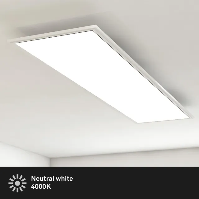 Briloner Simple - LED Plafondlamp - plafonniere - paneel led - met neutral wit licht - 38W - 119.5cm - wit