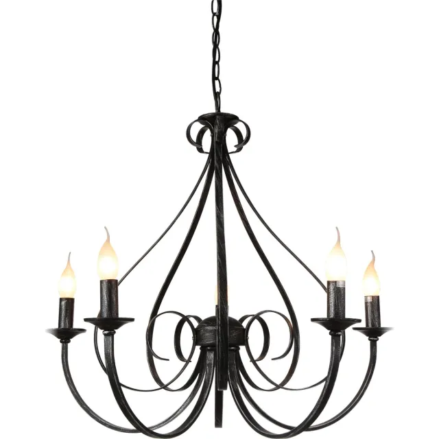 Fantasia Marquis hanglamp antiek zwart, staal en glas, 5x E14 (excl.), max. 40W per lamp, 72 x 63,5 cm