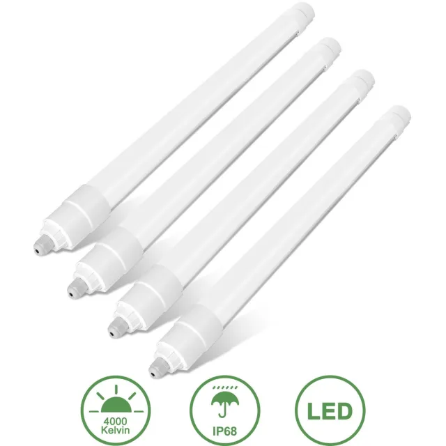 Oraymin 4 Stuks IP68 LED TL Verlichting 60cm 20W 2200LM 4000K Koppelbaar - voor Kelder, Garage en Buitenruimte Wit