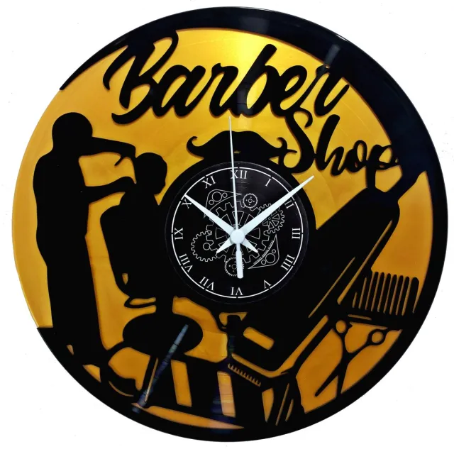 Instant Karma Clocks Instant Karma Klokken | Kapsalon ➤ Wandklok voor kapper | Schoonheidssalon | Kapsalon | Vintage design cadeau-idee met niet-tikkende klok (zwart en goud B4)
