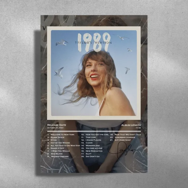 Luxe poster Taylor Swift - 1989 - Metalen Poster 30x40cm - album cover grijs
