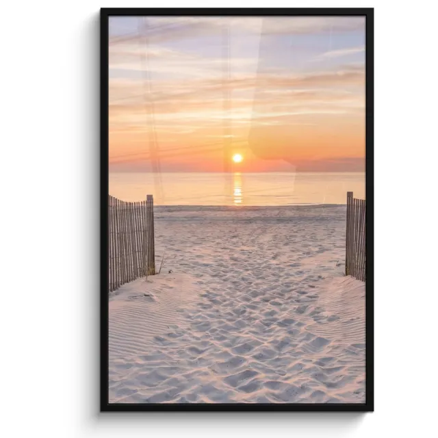 FrameYourWall Poster in lijst - Fotolijst 80x120 cm - Posters - Zonsondergang - Strand - Zand - Posterlijst zwart - Decoratie - Wanddecoratie woonkamer - Muurdecoratie slaapkamer