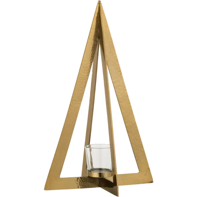J-Line Theelichthouder Boom Stainless Steel/Glas Goud Small