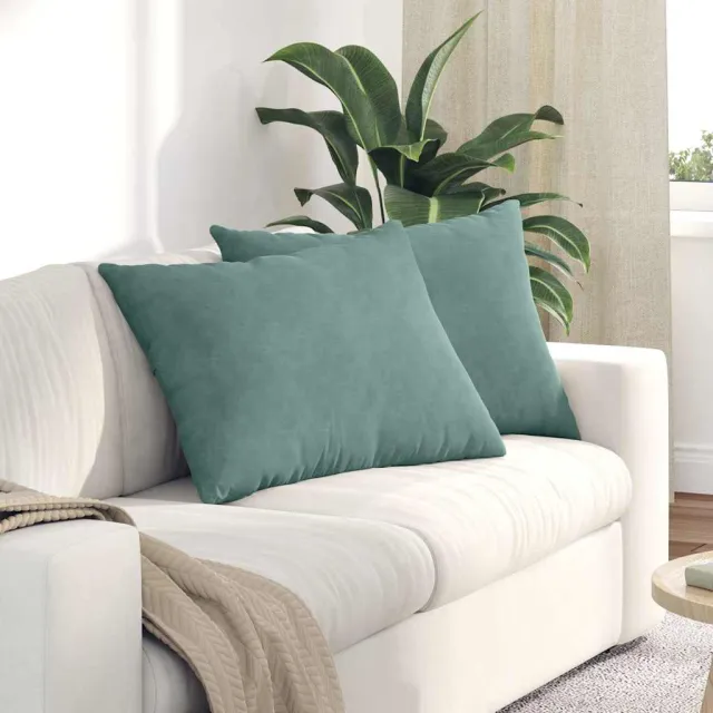 vidaXL Sofa Kussens 2 st fluweel Zeegroen 70 x 50 cm
