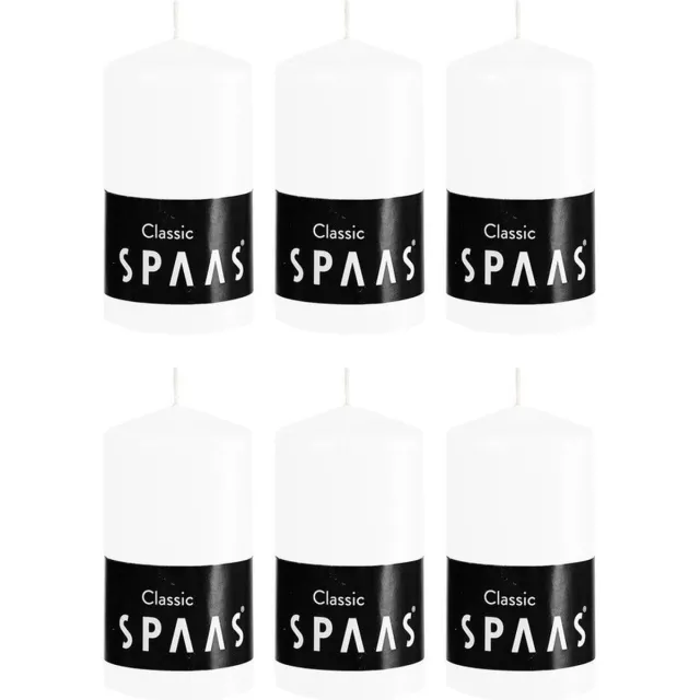Spaas 6x Witte cilinderkaarsen/stompkaarsen 6 x 10 cm 25 branduren - Geurloze kaarsen - Woondecoraties