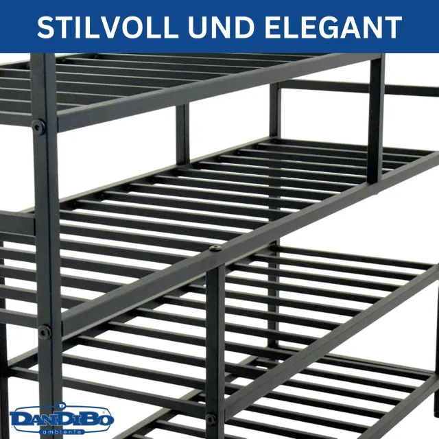 ‎DanDiBo DanDiBo Schoenenrek met opbergvak - 6 niveaus - Zwart metaal - 100 cm