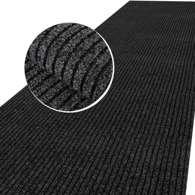 ANRO Loper Mischa Zwart 180x160cm – Schoonloopmat Antislip Op Maat