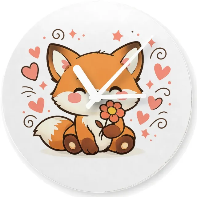 Mr Cadeautjes Glazen klok Ø 20 - design Een vrolijk waarderingsontwerp met een schattige mascotte en | cadeau Wit