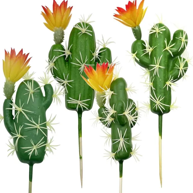 Cosensi Kunstmatige Cactus Faux Succulent Pick - Groen Plantenmateriaal voor Decoratie in Thuiskantoor - Set van 4
