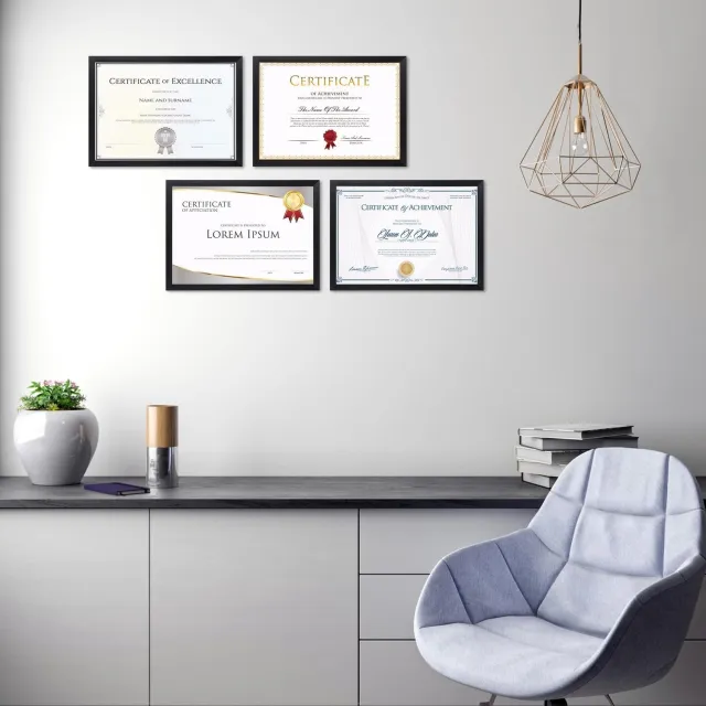 Famanu A4 fotolijst zwart, veelzijdige fotolijst voor certificaten, posters en kunstwerken - enkel