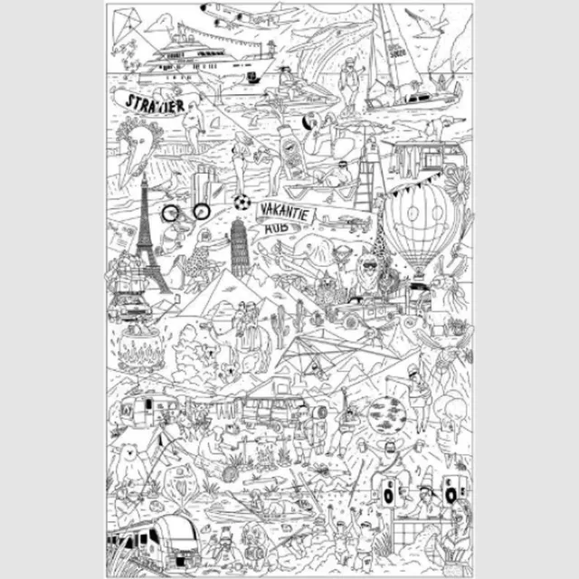 STRATIER XL-kleurposter-vakantie zwart/wit