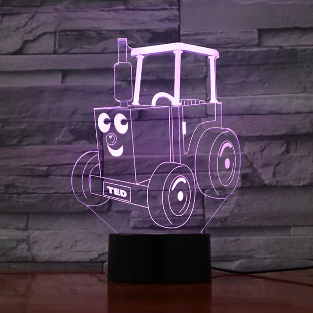 MC Living 3D Led Lamp Met Gravering - RGB 7 Kleuren - Traktor Cartoon