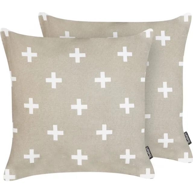 Beliani VELLEIA - Sierkussen set van 2 - Taupe - 45 x 45 cm - Katoen Beige
