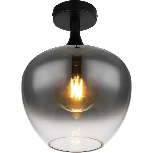 Globo plafonniere - Maxy - zwart - glas smoke glas - Ø 24cm - E27 - 15548D